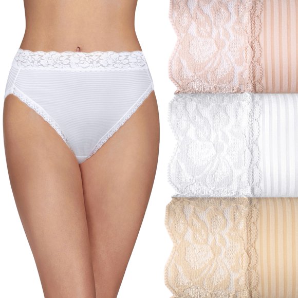 Vanity Fair Culotte Flatteuse en Dentelle Échancrée pour Femmes, Lot de 3, 6