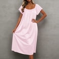 thumbnail image 2 of ZHOGXU Summer Dresses For Women Short Sleeve Solid Color Lace Trim Midi Length Loose Fit Nightdress For Everyday Wear,Light Pink,One Size, 2 of 4