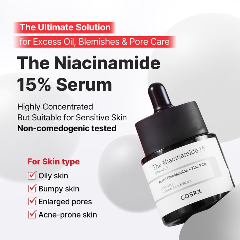 COSRX, The Niacinamide 15 Serum, 0.68 fl oz, Acne, Pores - Walmart.com