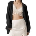 thumbnail image 3 of Open Front Chunky Cardigan Sweaters for Women Dressy Lace Long Sleeve Cable Knit Sweater Outwears Black L, 3 of 10