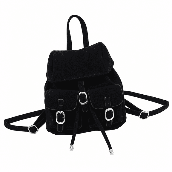 GASTROPOD Suede Backpack Mini Suede Purses for Women Vintage Small Rucksack Travel Daypacks(Black)