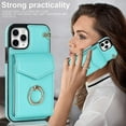 thumbnail image 3 of Elegante funda multifuncional tipo cartera para iPhone 11 Pro con correas, ranura para tarjetas, soporte para anillo, protección para cámara, material de PU, a prueba de golpes y antirrobo., 3 of 5