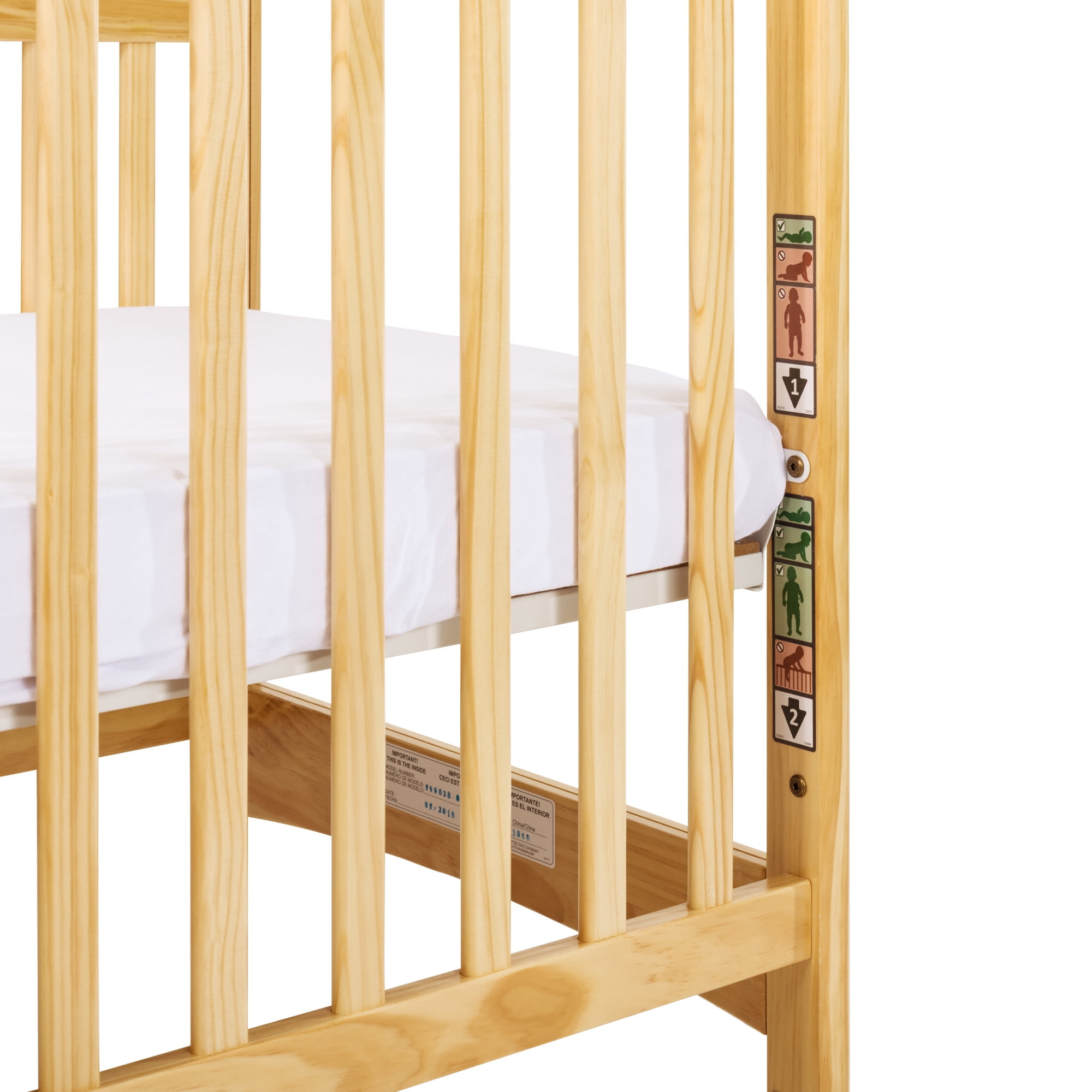 Child Craft Avery SafeAccess Compact Portable Crib with 3- lnch Mattress, ClearView Panels, Natural