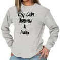 thumbnail image 4 of Keep Calm Tomorrow is Friday Weekend Women Plus Size Long Sleeve Graphic Tee Brisco Brands 3X, 4 of 5