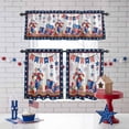 thumbnail image 3 of Independence Day Kitchen Curtains Valances 3 Piece Set, Retro Red Blue USA Flag Floral Star Wood Grain Rod Pocket Tier Curtain and Valance Drapes for Small Window 24 Inch Length for Bedroom Cafe, 3 of 9