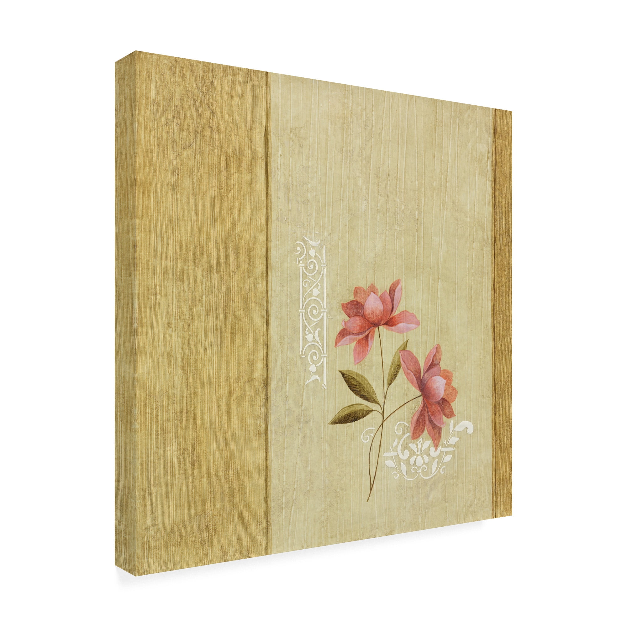 Trademark Fine Art 'Pink Flowers Abstract Beige' Canvas Art by Pablo Esteban