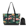 thumbnail image 7 of FORMRS Canvas Laptop Tote Bag for Women with 15.6" Computer Compartments Shoulder Handbag, Flamingo Leaves Pattern, 7 of 7