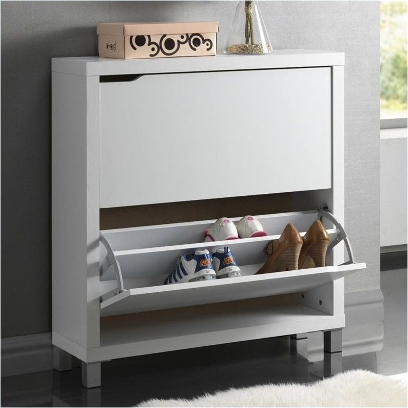 Bowery Hill Modern Shoe Cabinet In White Com Bowery Hill Modern Shoe Cabinet In