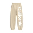 thumbnail image 4 of WhouRiu Girls Casual Sweatpants Letter Graphic Elastic Waist Joggers Pants Kids Comfortable Everyday Trousers With Pockets,7-8 Years, 4 of 5