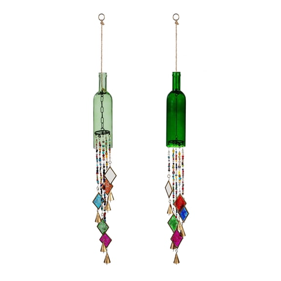 Green Glass Bottle Hanging Décor