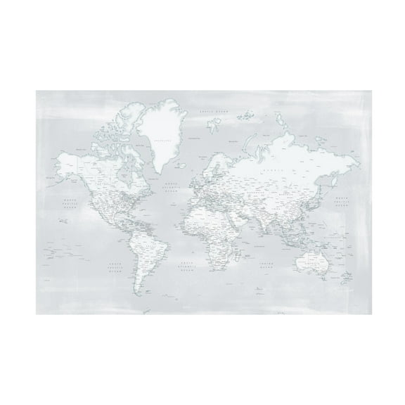 Trademark Fine Art Rosana Laiz Blursbyai Detailed world map with cities, Maeli cold Canvas Wall Art