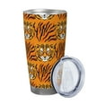 thumbnail image 2 of Honeii Tiger Print 20OZ Car Cup, Insulated Stainless Steel Travel Mug with Lid and Straw, Keep Your Drinks Hot and Cold-Straw Three-piece Set, 2 of 8