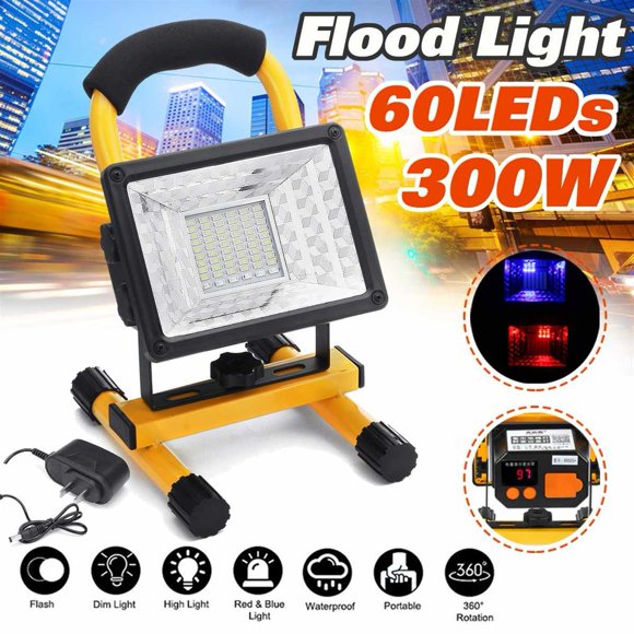 Projecteur Portable Rechargeable LED 300W-900W Projecteur Étanche Alimenté par Batterie Lampe de Travail Extérieure Camping, Éclairage Puissant