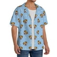 thumbnail image 4 of Easygdp Terrier Men's Casual Short-sleeved Shirt with Pocket and Button Suitable for Beach Vacation Leisure - Large, 4 of 7