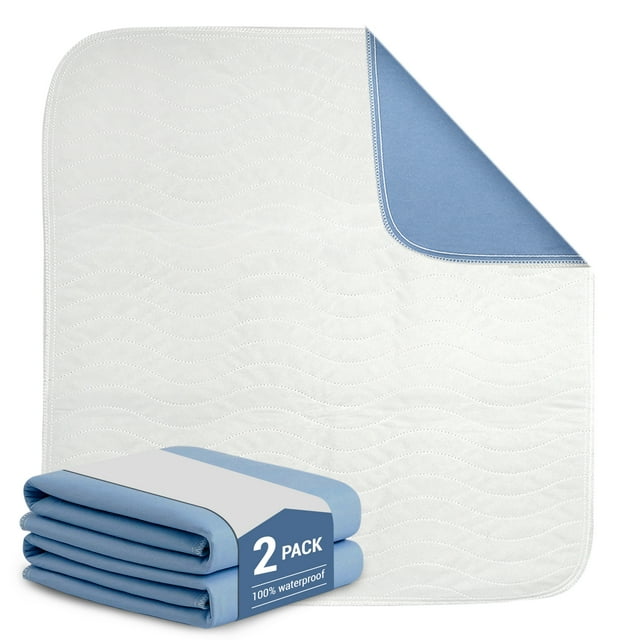 Hitime Alèses Matelassées Imperméables à Forte Absorption pour l'Énurésie et l'Incontinence, 4 Couches Lavables, Format 34 Pouces X 36 Pouces, Lot de 2