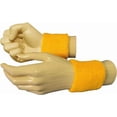 thumbnail image 5 of COUVER 2.5 Inch Solid Terry Cotton Athletic Sweat Wristbands Yellow 2 Pairs (Mens), 5 of 7