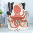thumbnail image 4 of Nautical Soft Flannel Fleece Throw Blanket, Octopus Holding Sap Shampoo Toothbrush and Toothpaste with Tentacles, Cozy Plush for Indoor and Outdoor Use, 50" x 60", Coral Beige Green, by Ambesonne, 4 of 5