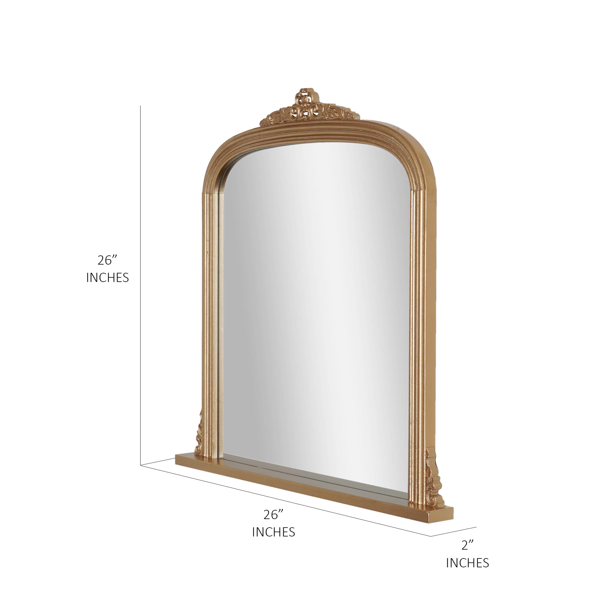 Head West Arch Antique Brass Ornate Decorative Accent Wall Mirror - 26