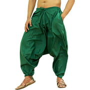 Sarjana Handicrafts Men's Cotton Harem Yoga Baggy Genie Boho Pants (Free Size, Dark Green)