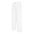 thumbnail image 6 of Nestiefly Mens Linen Casual Dress Pants Old Wide Leg Baggy Pleated Slacks Elastic Waist Work Vacation Trousers White 3XL, 6 of 7