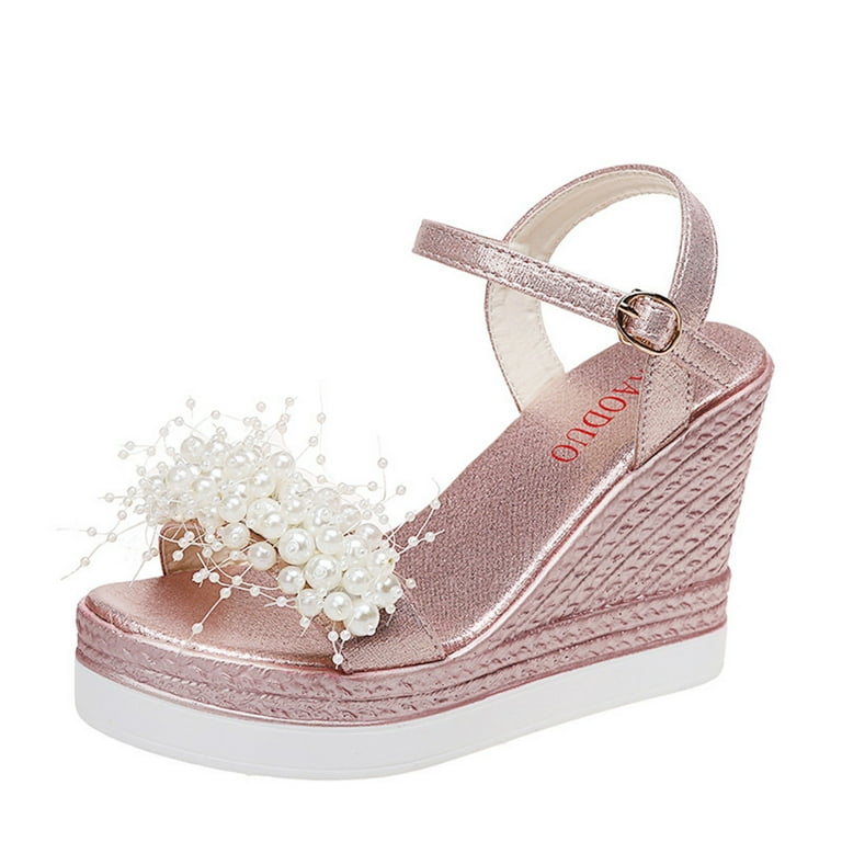 adviicd Wedge Sandals for Women Sandals Insoles for Women Buckle Heel Sandals Spring And Platform Pearl Fashion Dressy Sandals for Women Wedges Size 12 Walmart