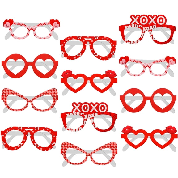 KatchOn, Cute Valentines Glasses - 6 Designs, Pack of 12 | Valentines Day Glasses, Galentines Day Decorations | Valentines Photo Props for Adults | Valentines Party Favors, Valentines Day Decorations