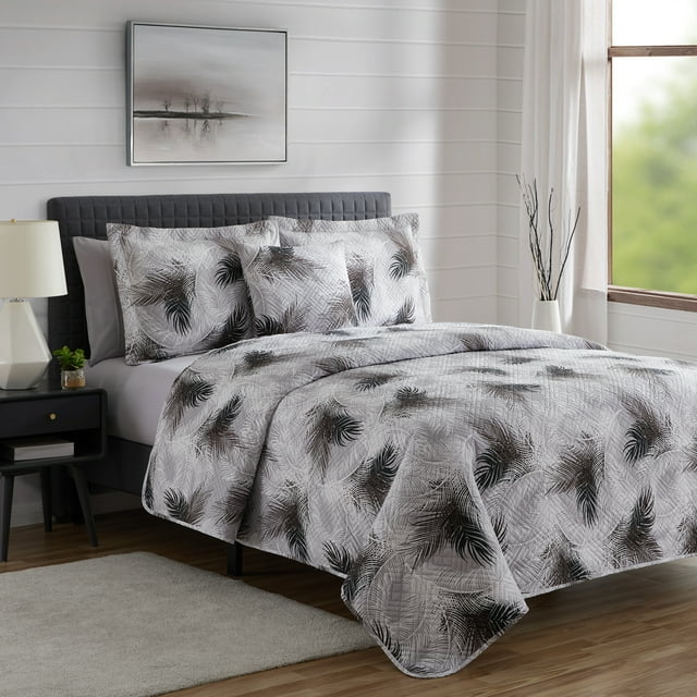 Clara Clark Quilt Set, 7 Piece Quilt Bedspread Coverlet Bedding Set, Queen Quilt 96"x90", Palm Leaf Pattern