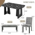 thumbnail image 2 of Harper & Bright Designs Faux Marble Dining Table Set for 6, 6 Pieces Rectangle Dining Table with 4 Upholstered Chairs & 1 Bench, Modern Kitchen Furniture for Dining Room, Black+ Gray, 2 of 19