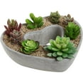 thumbnail image 2 of MyGift Heart Shaped Design Gray Cement Plant Pot /Deco Centerpiece Bow Planter, 2 of 3