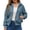 Blue, variant on Fesfesfes Women Jacket Warm Faux Coat Cardigan Winter Solid Color Long Sleeve Outerwear Under $10