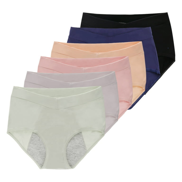 Spdoo Period Underwear for Women Menstrual Panties Womens Leak Proof High  Waist Cotton Postpartum Panties Briefs Regular & Plus Size 6-Pack 