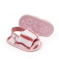 thumbnail image 3 of SYNPOS Baby Girl Shoes, Warm Plush Sandals, Open Toe, Stripe Pink, 0-6 Months, 3 of 10