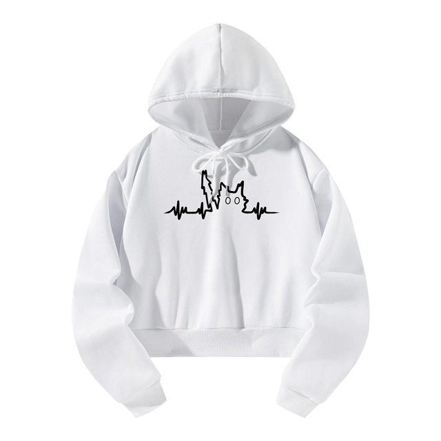 Mujer Crop Top Sudadera con capucha Tops Blanco Otoño Invierno Moda Regalo Mujer