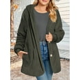 thumbnail image 5 of Warm Fleece Jackets for Women, Fuzzy Hooded Casual Coats Cardigan Sweaters Outerwear with Pockets Gray S, 5 of 8