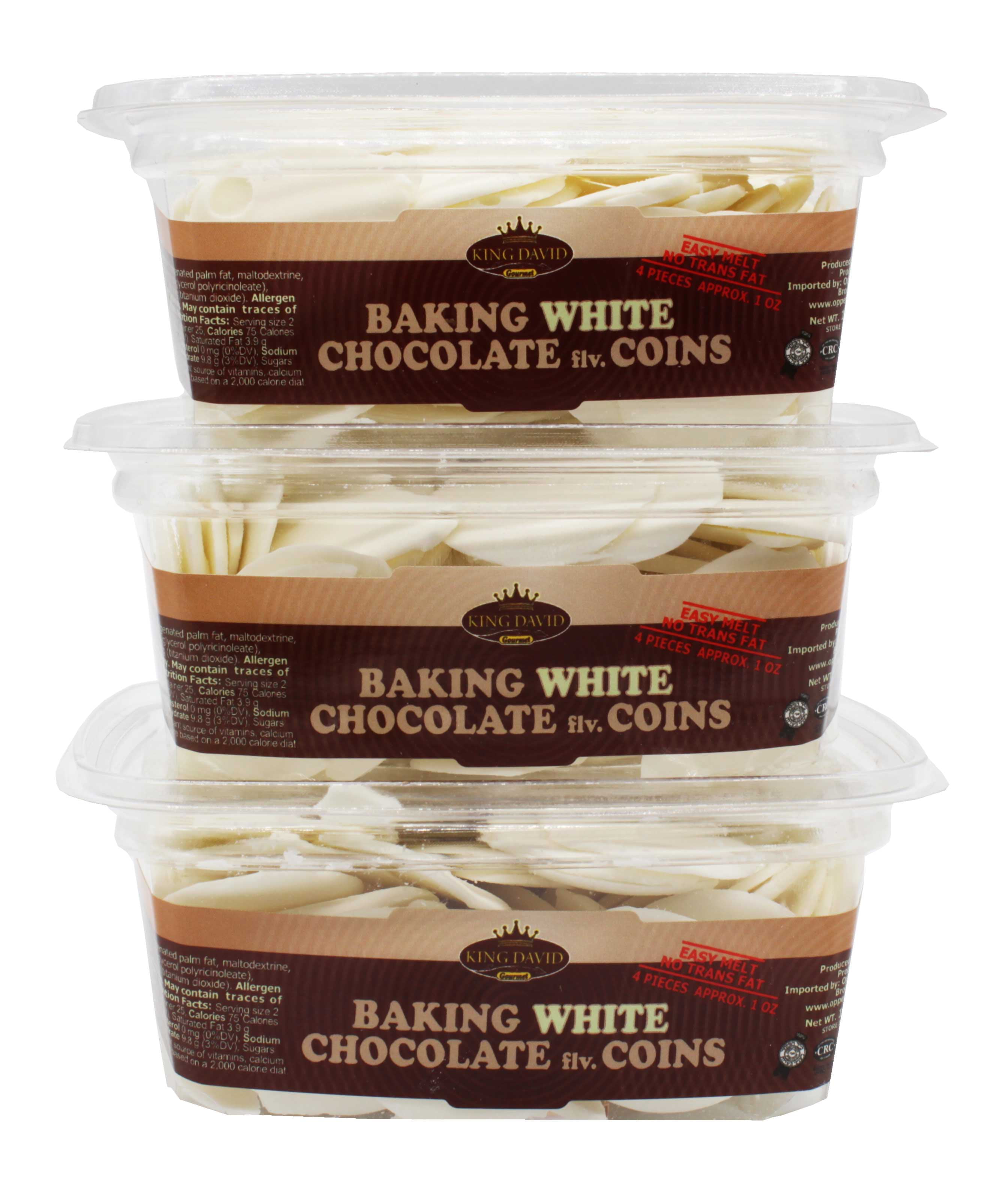 King David Kosher Easy Melt White Baking Chocolate Coins 12.34-ounce Jars (Pa... by King David