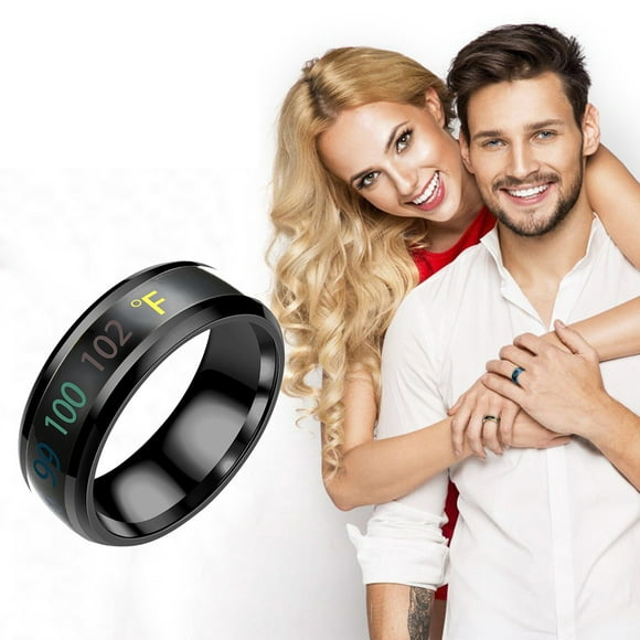 Fashion New Physical Intelligent Temperature Couple Ring Mood Display Ring 8mm