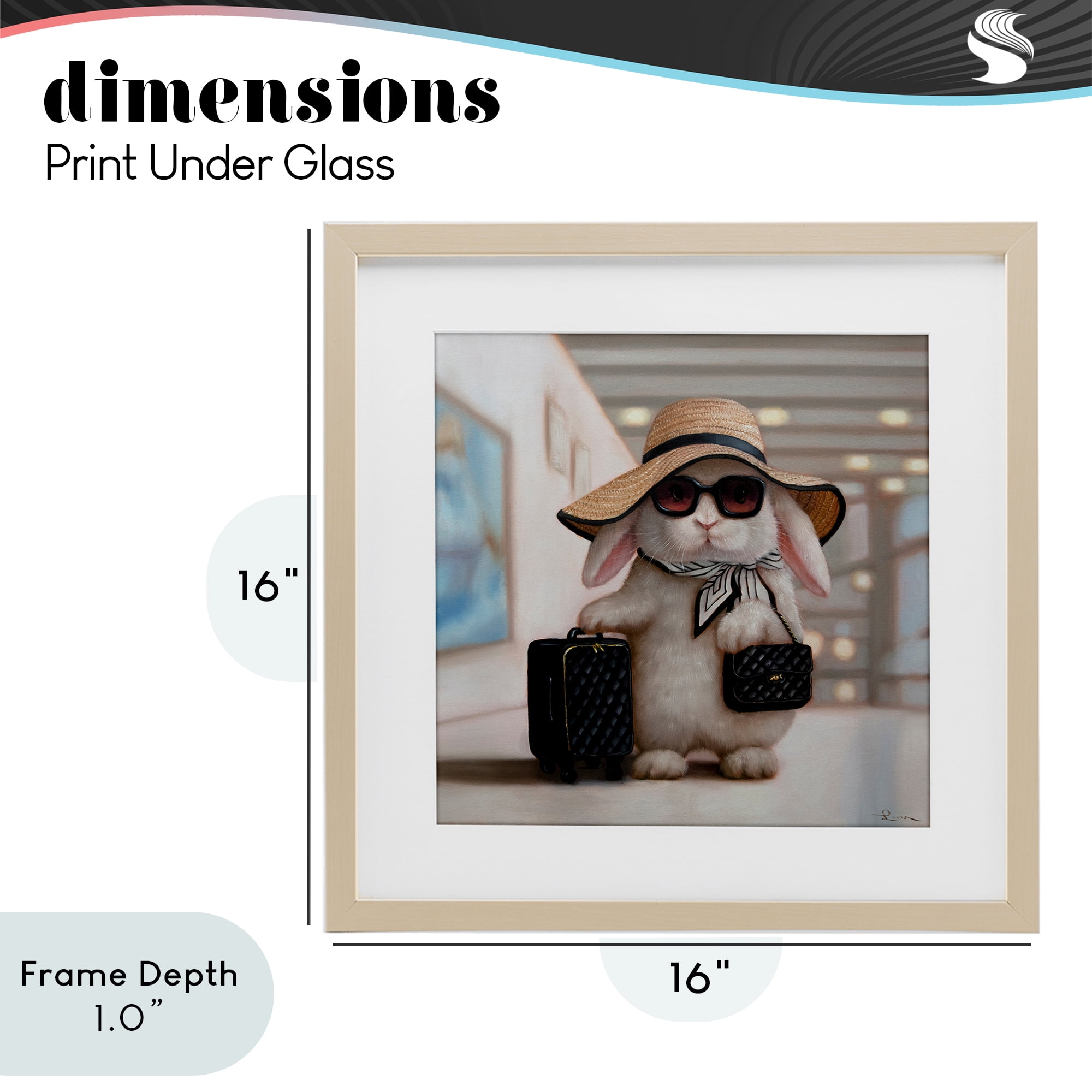 Stupell Industries Bun Voyage Traveling Rabbit Birch Framed Print Under Glass, design by Lucia Heffernan