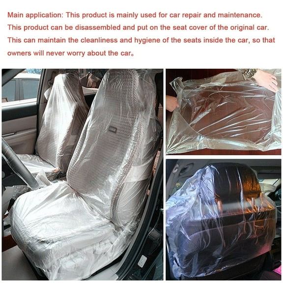 Ashata 100pcs Disposable Plastic Car Seat Covers Protectors Mechanic Valet Roll, Seat Covers Protector,Car Seat Covers, Seat Covers ProtectorPlastic Seat Covers