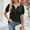 Black, variant on Aloohaidyvio Womens Tops ,Womens Summer Solid Color Round Neck Pleated Button Short Sleeve T-Shirt Shirt Tops