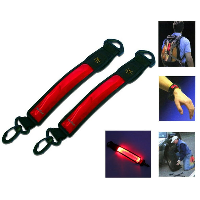 1 Pack Reflective Fiber Optic Blinking Red with LED White Stretch Safety  ARM BAND - Includes Clip for Running Biking Cycling by Maximalpower 