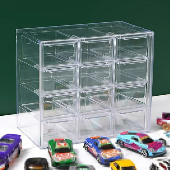 Acrylic Display Case for Hot Wheels, 12 Slot Transparent Organizer for 1/64 Scale Model Car