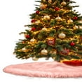 thumbnail image 5 of FabricLA Peach Faux Fur Tree Skirt Cut - 60-Inches with Rounded Edges (No Backing) for Christmas, 5 of 8