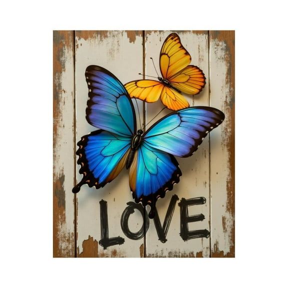 Paint by Numbers Kit for Adults, Butterflies On Wooden Background Paint by Numbers, Easy Paint by Numbers Kit for Adults Beginner, DIY Adult Paint by Number Kits on Canvas, Home Decor