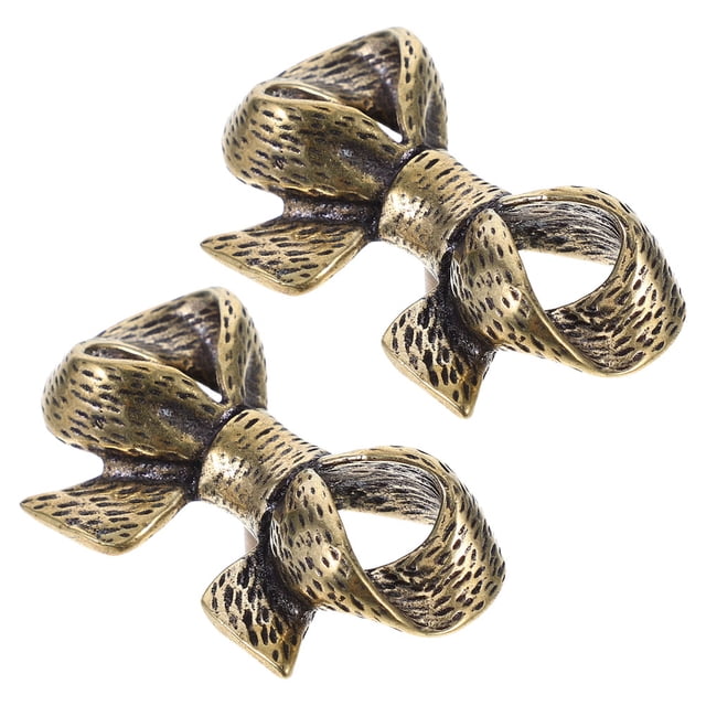 LOLIPPYY 2pcs Decorative Brass Handles Bowknot Shaped Door Pulls Coffee For Designers