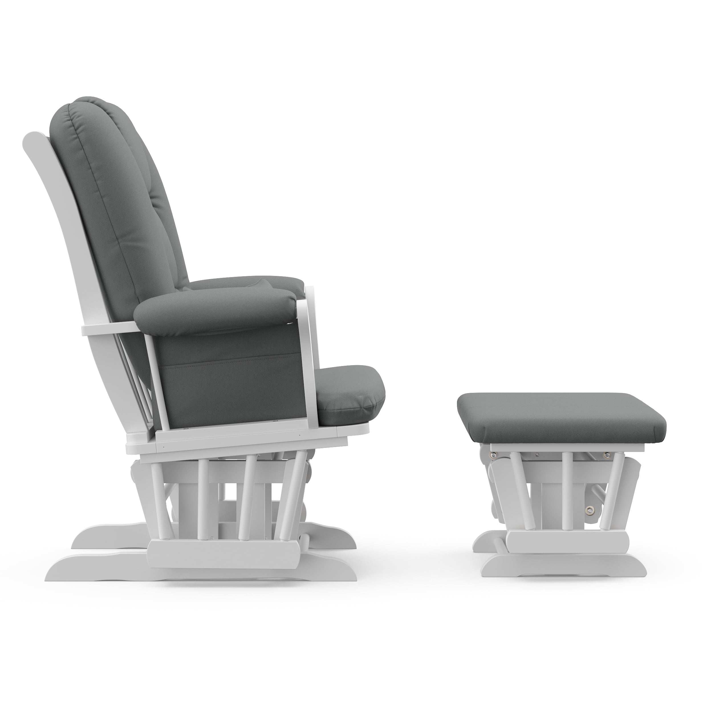 Storkcraft Tuscany Infant Nursery Glider & Ottoman White with Gray
