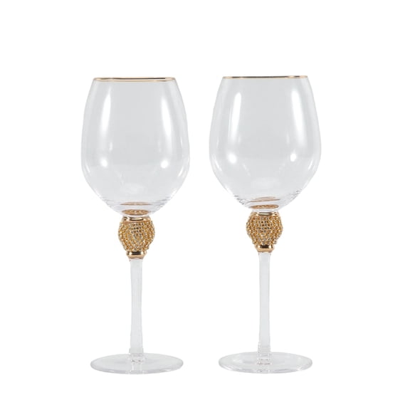 Crystal Gold Rimmed Wine Glasses Set, 2-Pack, Long Stem Champagne Flutes, Elegant Decor