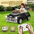 thumbnail image 2 of 12V Ride on Toys, Licensed Chevrolet 3100 Powered Ride on Cars with Remote Control, Bluetooth, Music, USB Ports, LED Lights, 4 Wheels Suspension, Electric Car for Kids Boys Girls Ages 3-6, Black, 2 of 9