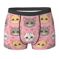 thumbnail image 6 of Men's Boxer Briefs, Cute Cartoon Cat Face Pink Soft Comfy Mens Underwear Boxer Briefs Breathable With Widen Waist, 6 of 7