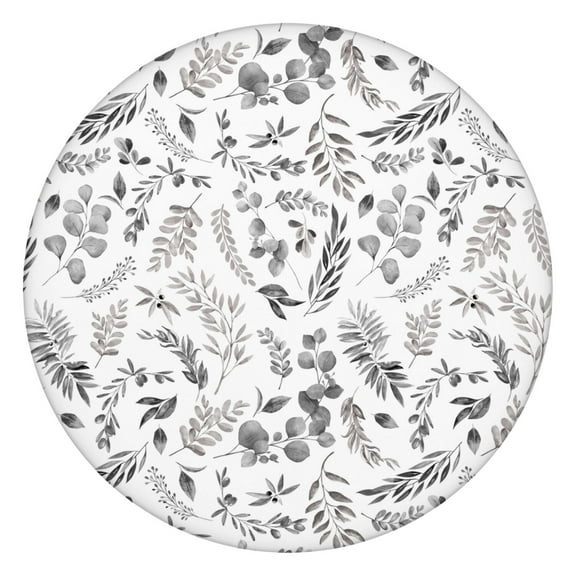 Vintage Small Floral Round Elastic Tablecloth Waterproof Fitted Cover with Retro Floral Print