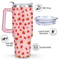 thumbnail image 3 of 40oz Cute Red Strawberry Stainless Steel Flip Straw Tumbler Spill Proof Travel Cup Double Wall Vacuum Insulated Coffee Mug with Top Handle, 3 of 6
